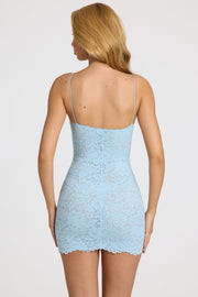 Oh Polly Vaeda mini robe dentelle bleu clair festons