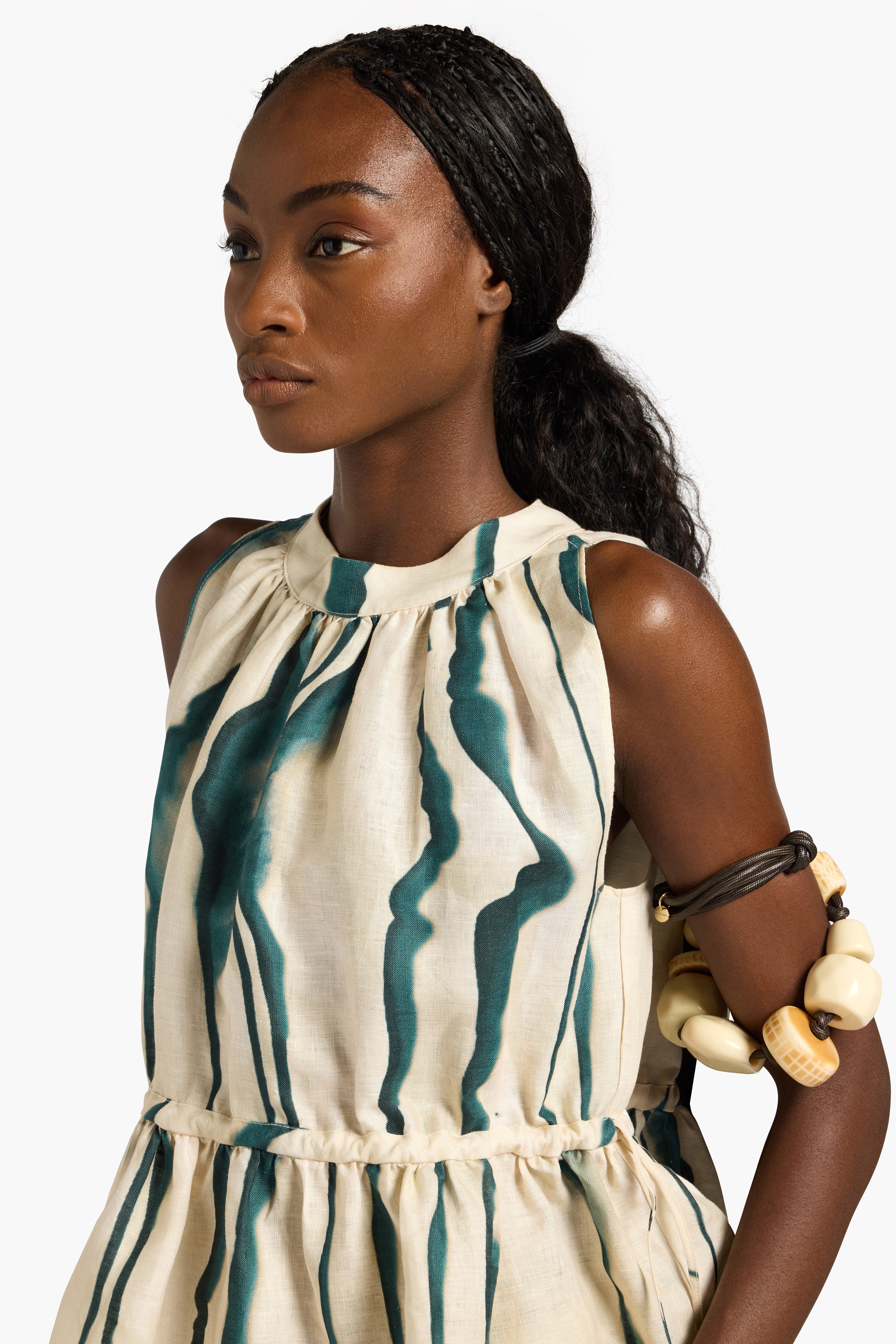 Liviana Conti Emerin top femme lin imprimé seashell