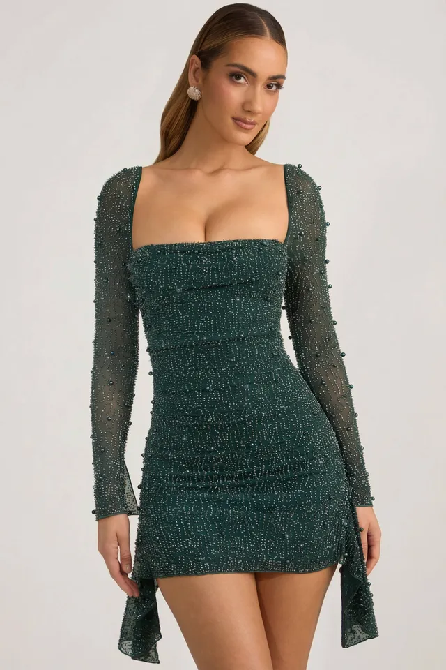Oh Polly Tivoli 6790 robe courte vert émeraude strass
