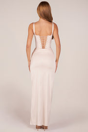 Oh Polly Marleigh 15691 Robe Maxi Pearl Corset Satin