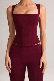Oh Polly Vivee top bordeaux col carré moulant modal