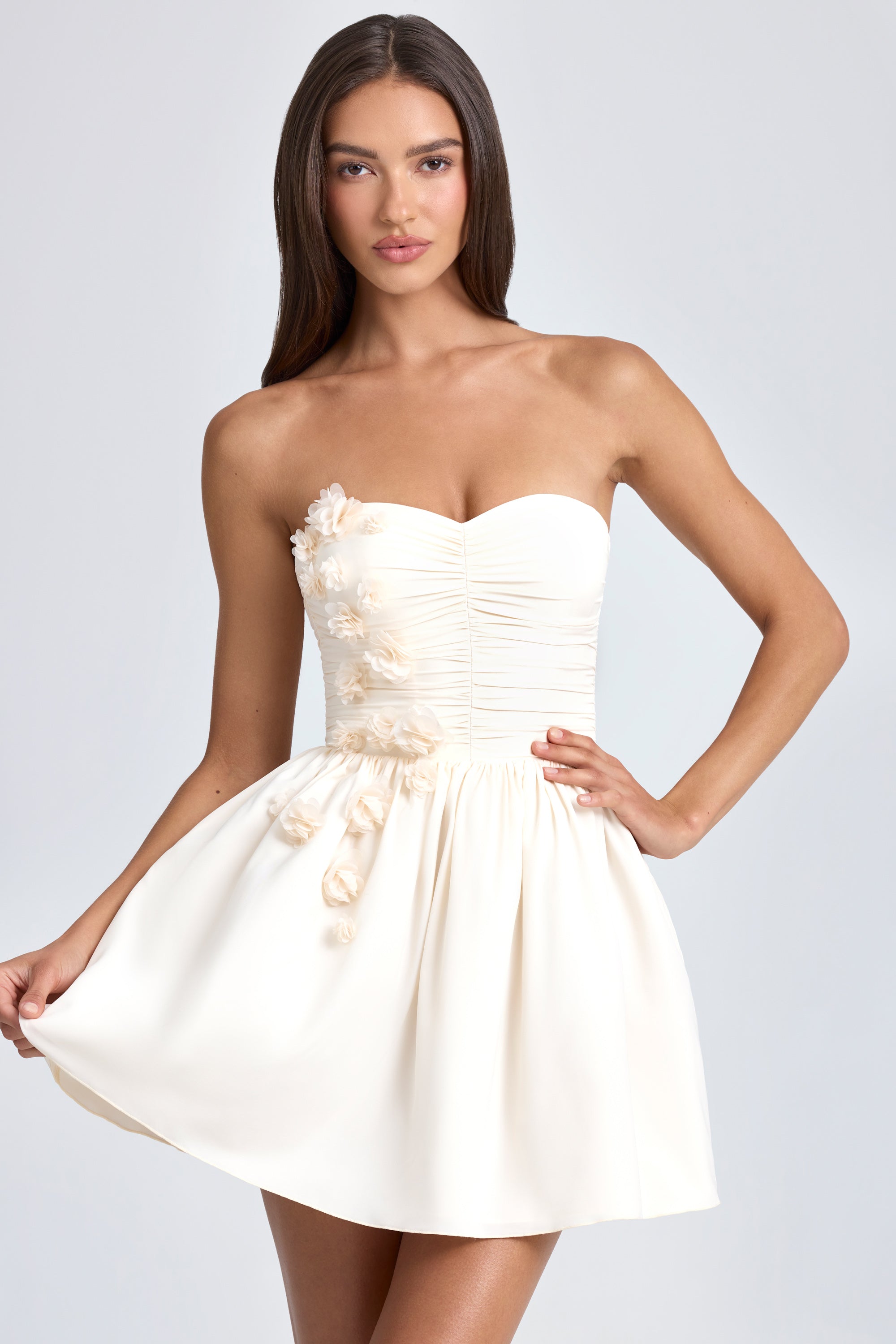 Oh Polly Mirabelle mini robe bustier ivoire fleurs