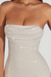 Oh Polly Embellished Verbier robe midi ivoire bandeau perlée