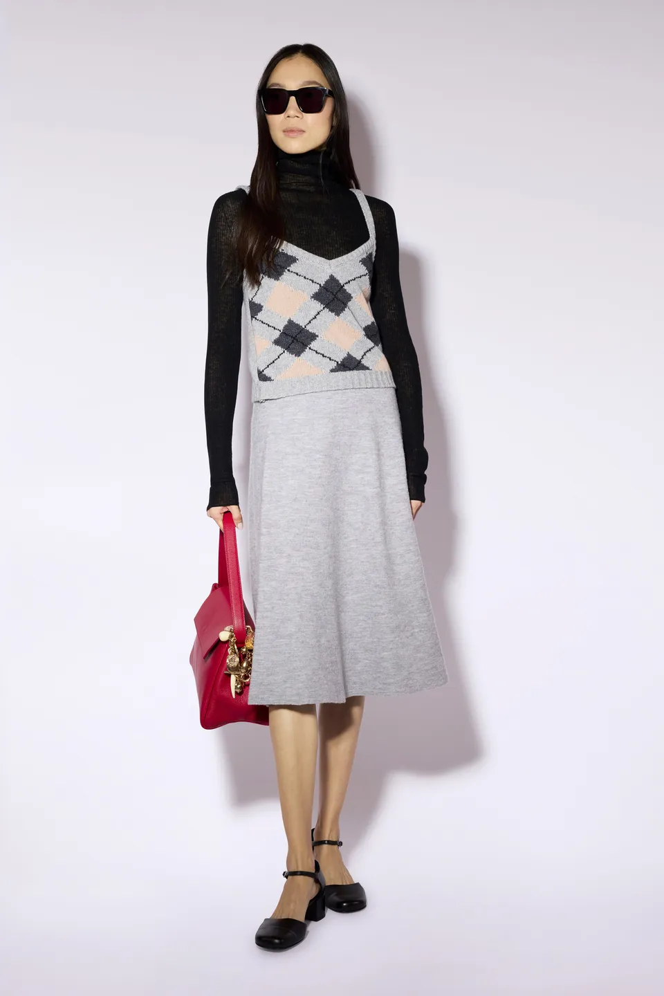 Liviana Conti Gladys jupe midi femme laine gris clair