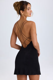 Oh Polly Tesni Robe Mini Noire Dos Nu Évasée