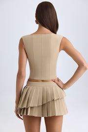 Oh Polly Nada mini jupe plissée camel taille basse