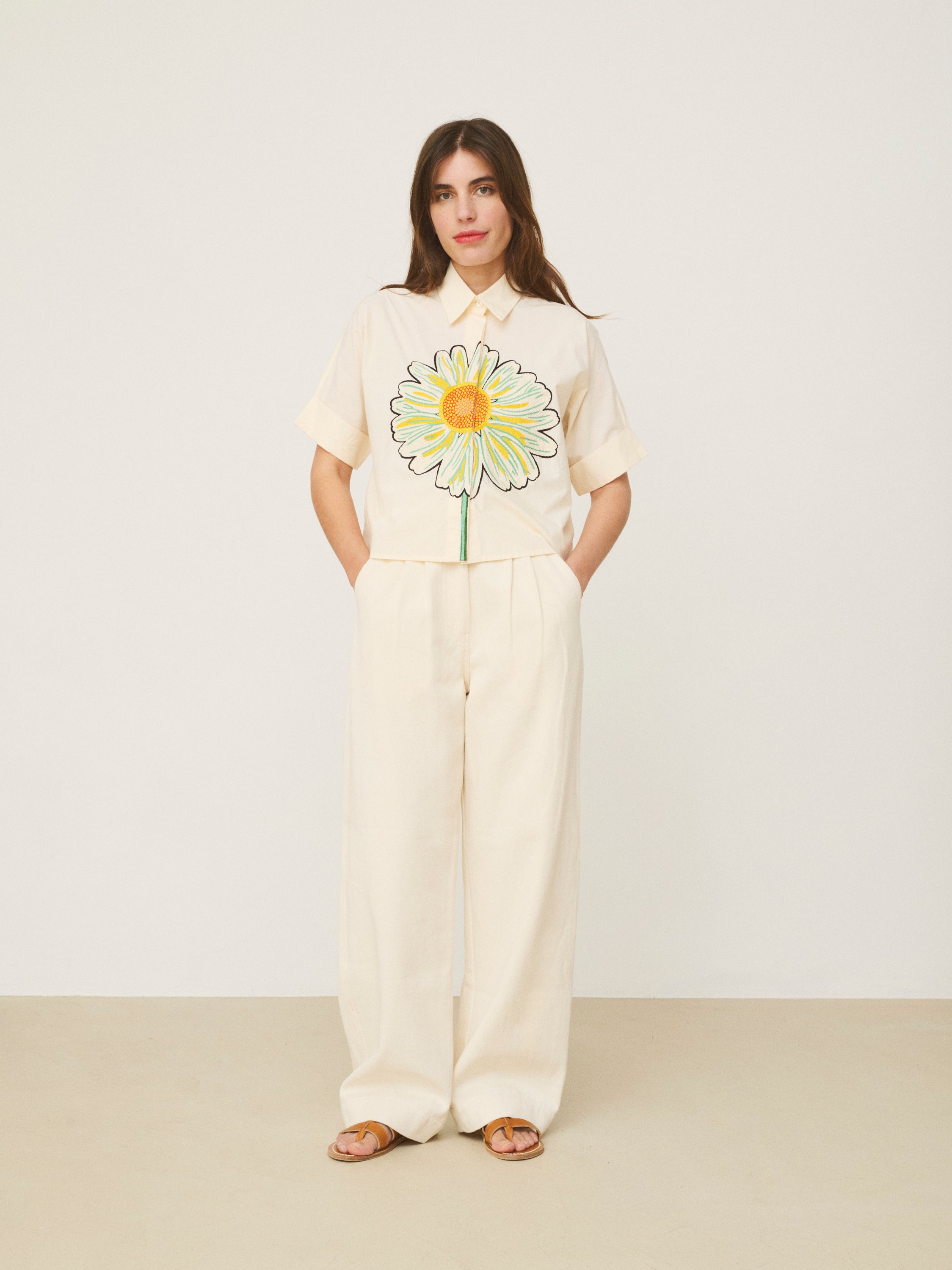 Mii Chemise Alba Marguerite chemisier brodé main
