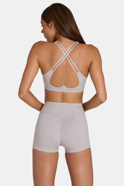 Bo+Tee Soft Active Mini Short sport gris chiné sans couture