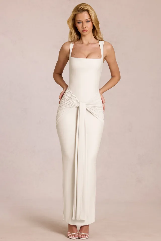 Oh Polly Nayeli 16149 Robe Maxi Pearl Jersey Ivoire