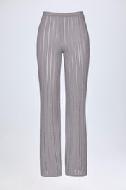 Oh Polly Selara Pantalon Évasé Argenté Taille Mi-Haute