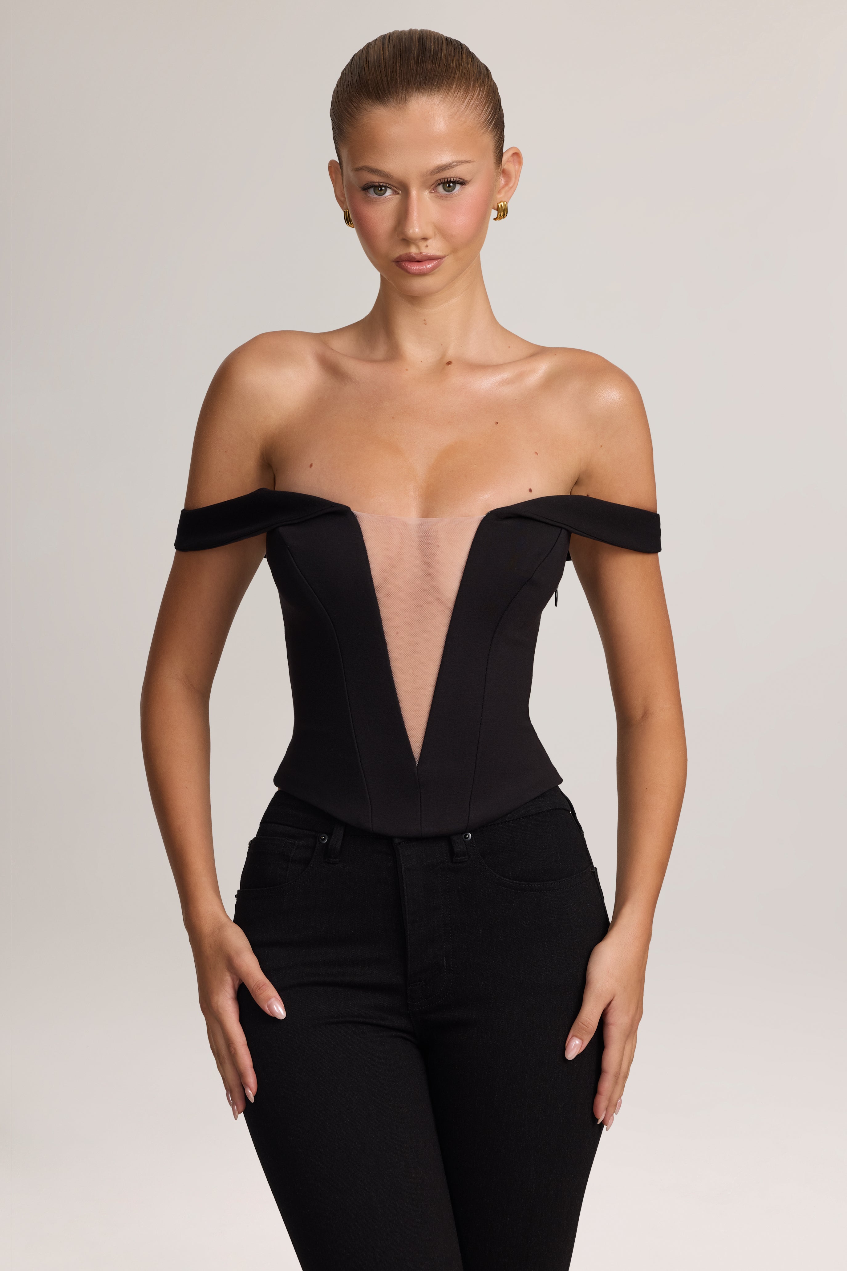 Oh Polly Jenn 16483 top corset bardot noir 8