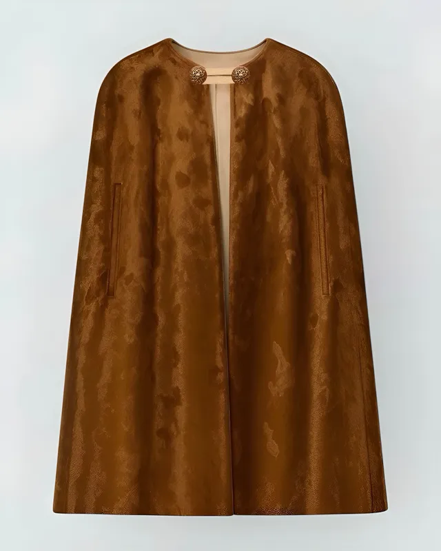 The Ethiquette Galant cape longue fausse fourrure camel