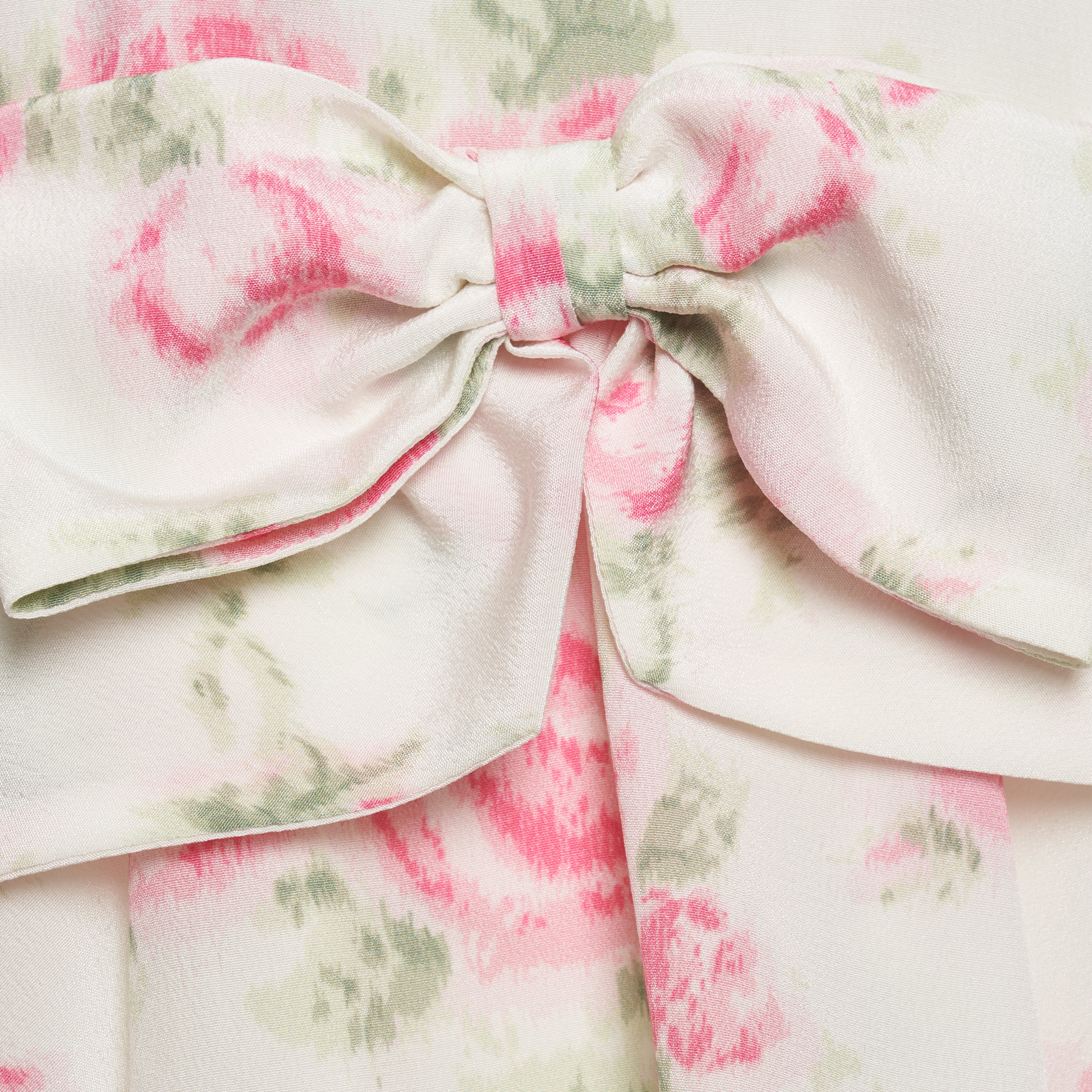 Alessandra Rich Floral-Print Silk Dress robe rose-blanc 36