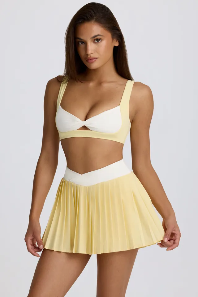 Oh Polly Bo+Tee jupette mini jaune citron plissée