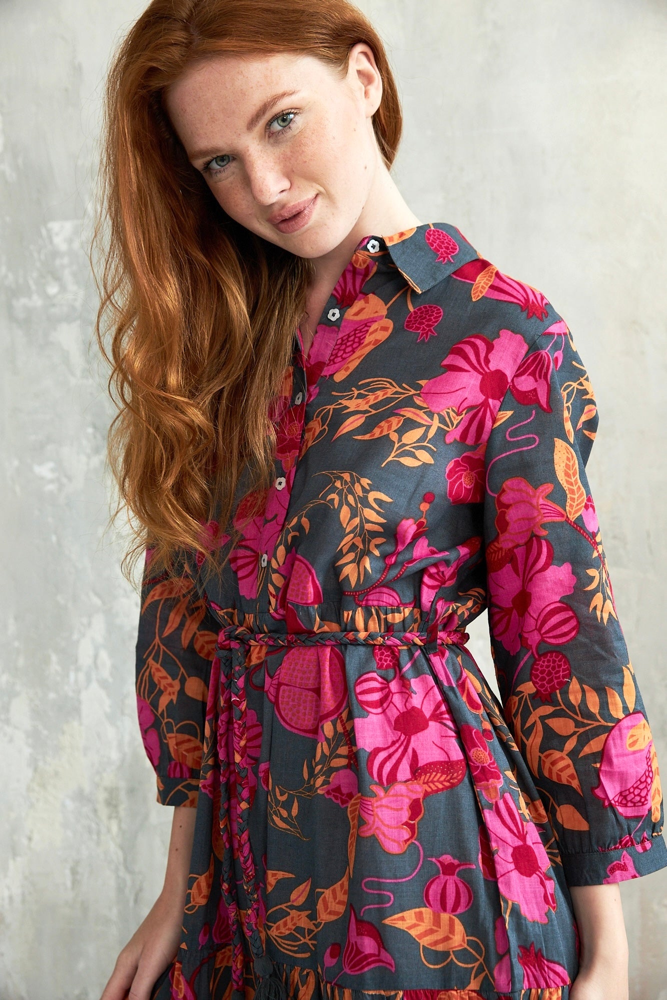Chicosoleil Maguy robe chemise Pomegranate coton