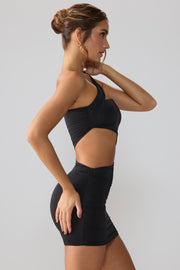 Oh Polly Shyla 8133 robe noire mini froncée cut out