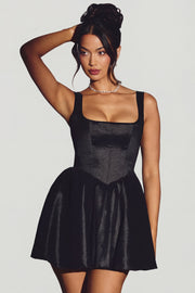 Oh Polly Sueno 7874 robe corset mini noire taffetas