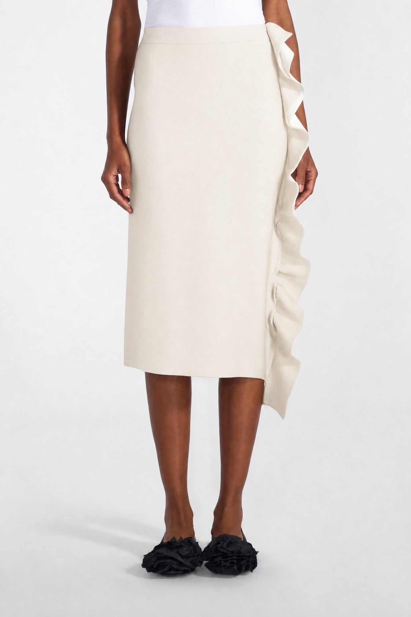Liviana Conti Gillian jupe midi viscose noir/pomice