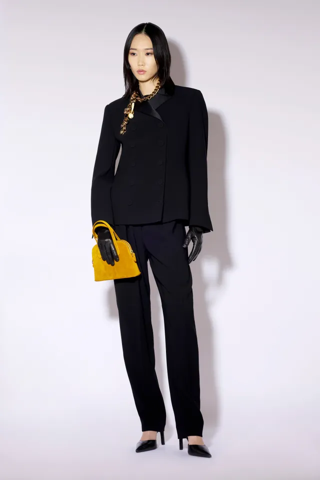 Liviana Conti Louis blazer noir double-boutonné satin