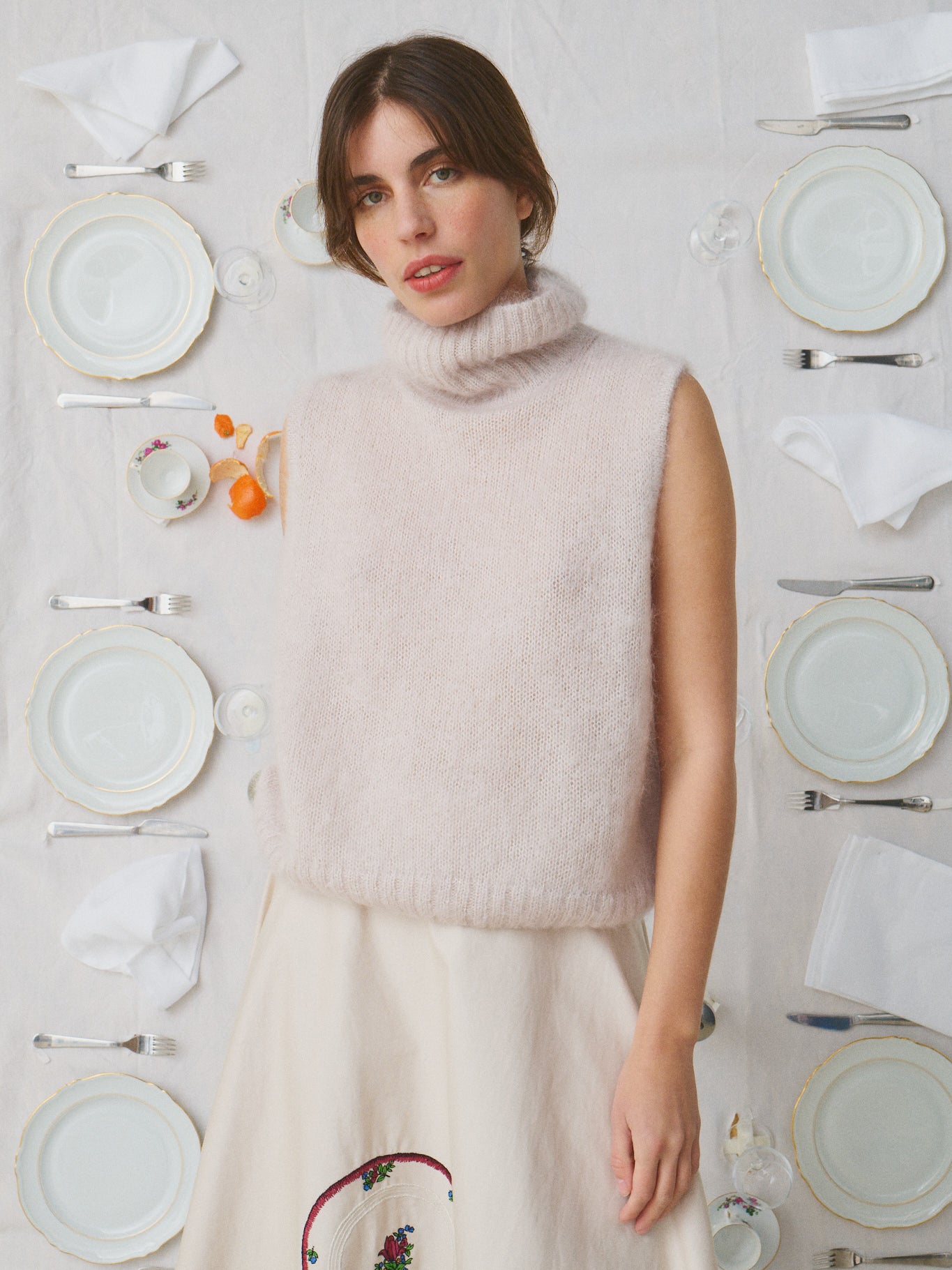 Mii à table Loise pull mohair soie sans manche