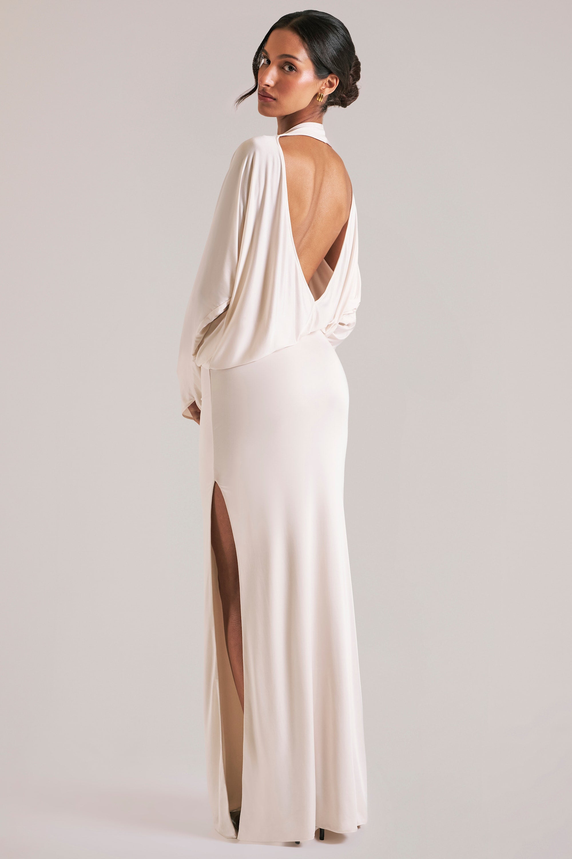 Oh Polly Dresses 15917 robe maxi vanille drapée