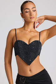Oh Polly Syrene 8235 crop top noir cœur strass