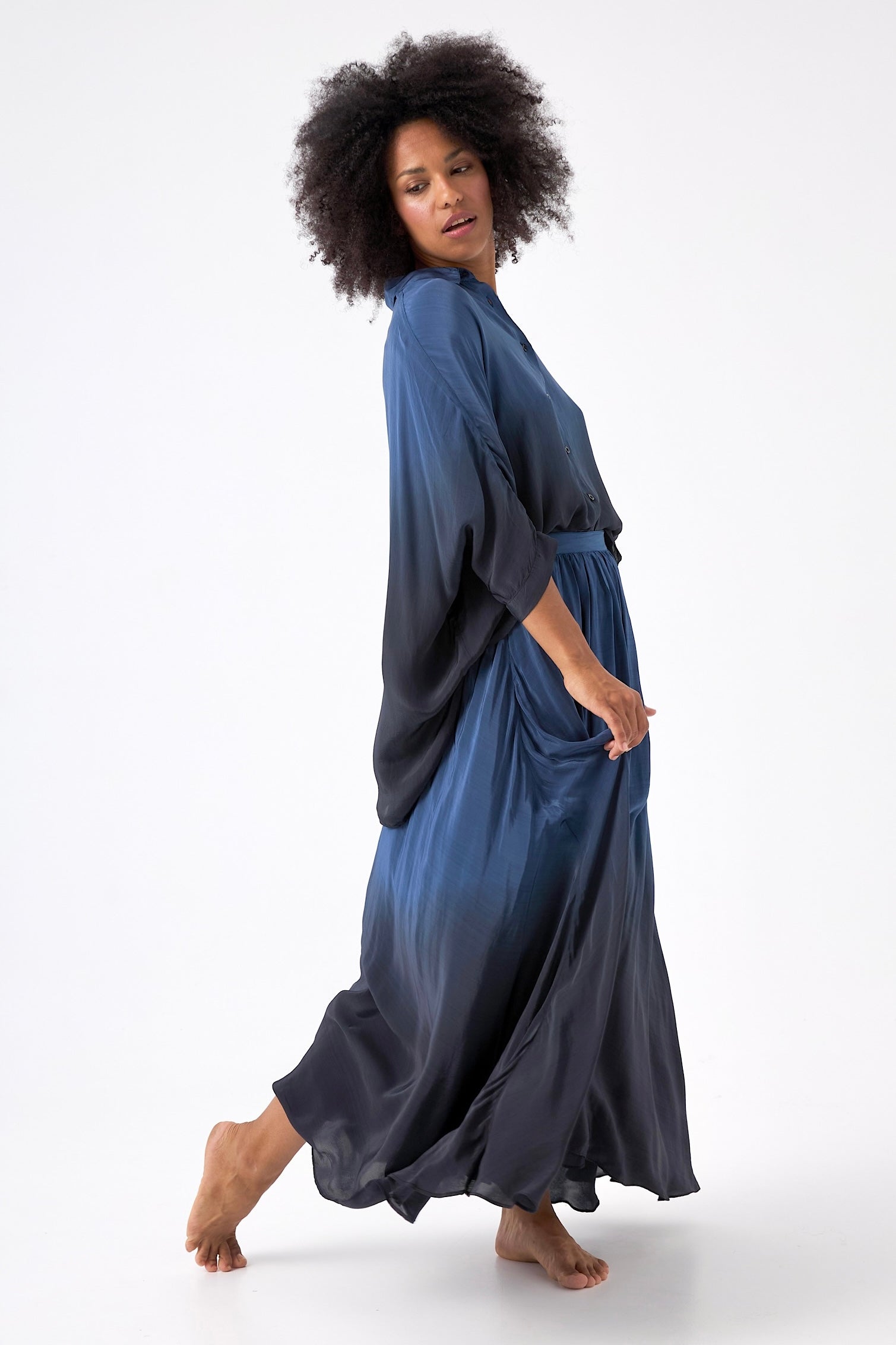 Chicosoleil Pixie jupe longue tie dye bleu viscose
