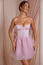 Oh Polly Floriane robe mini rose poudré corset tulle