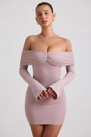 Oh Polly Thais robe mini moulante taupe modal cachemire