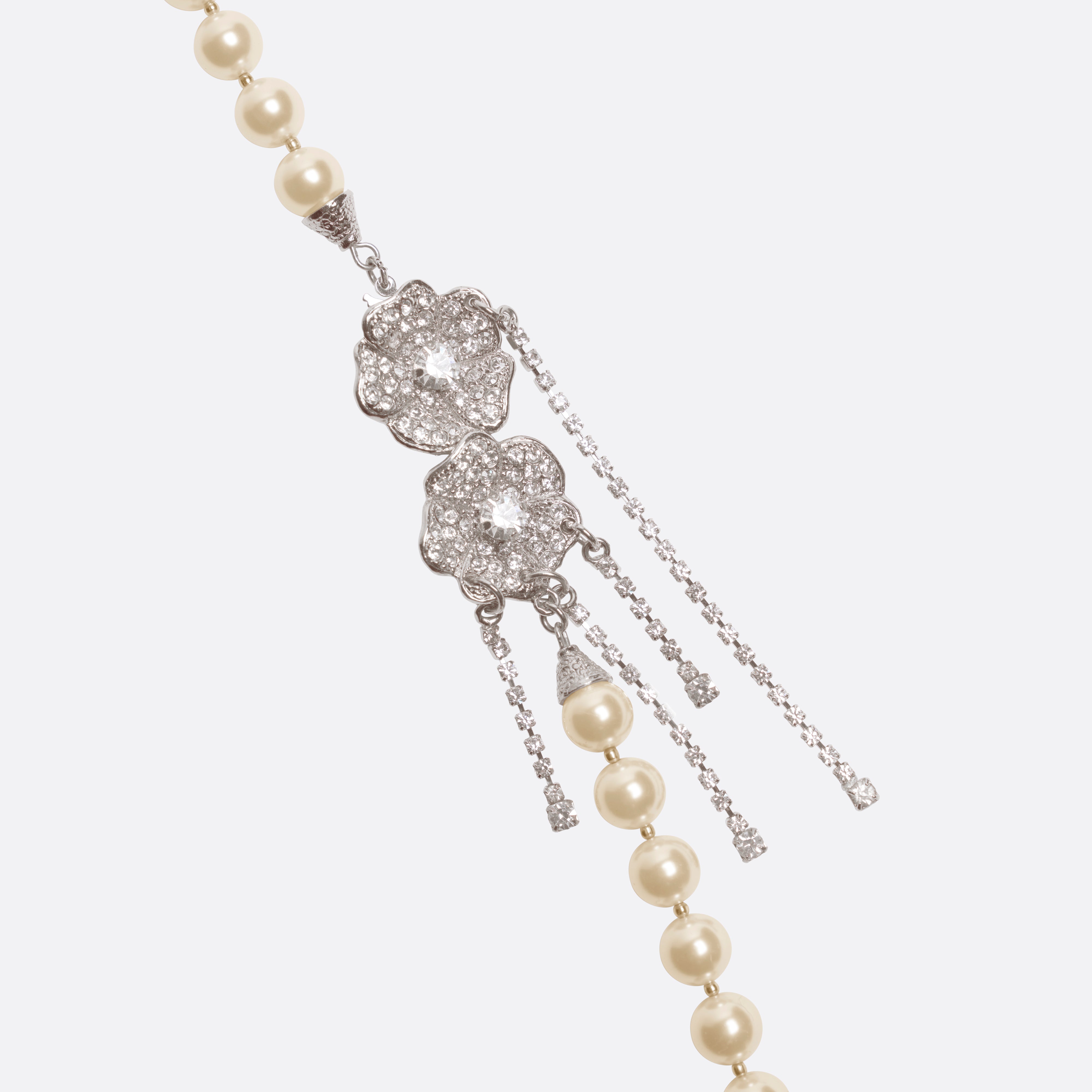 Alessandra Rich Jewellery collier perles cristal fleur argent