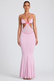 Oh Polly Bella robe soirée rose pâle cut-out sirène