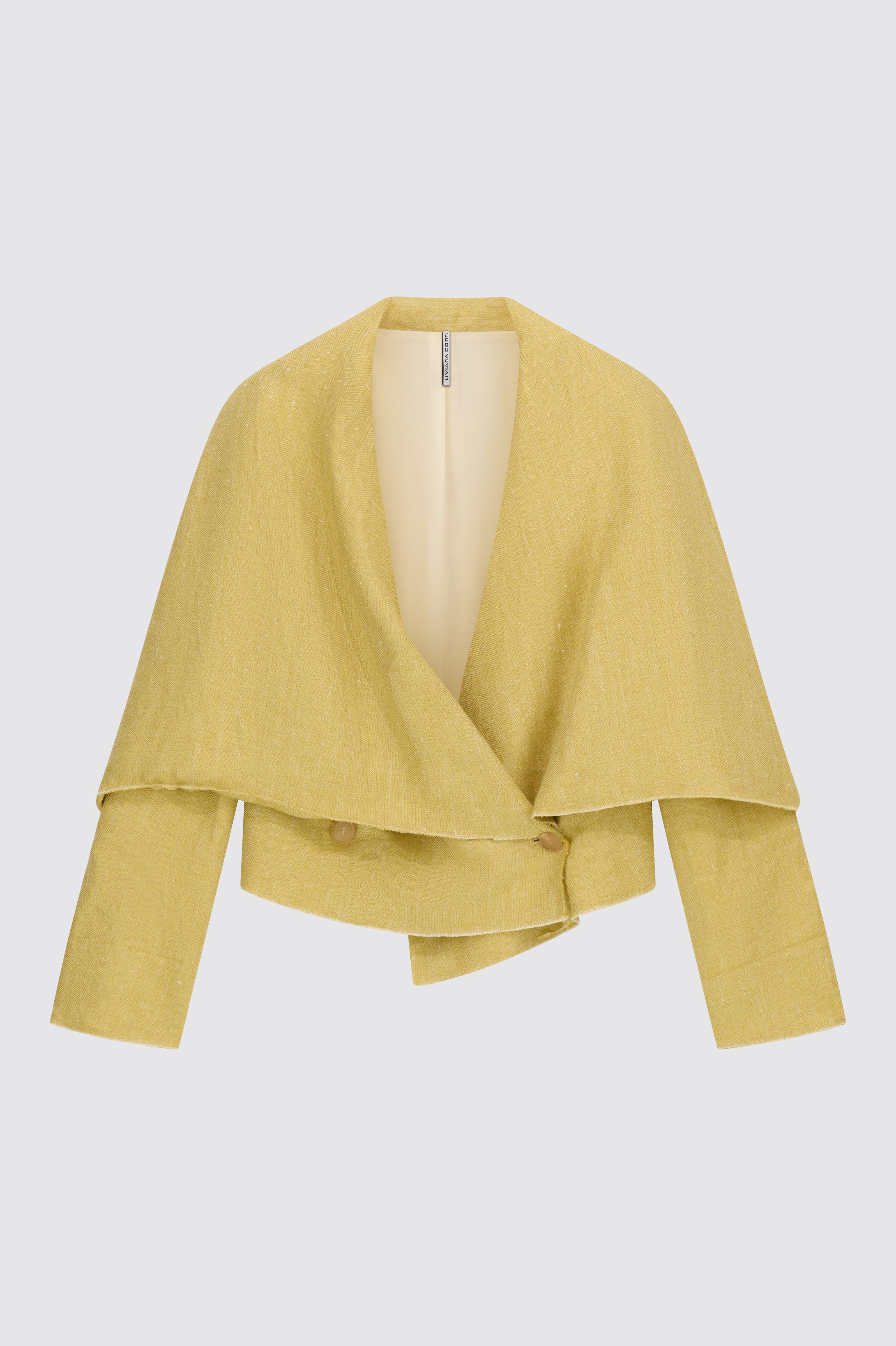 Liviana Conti Danver veste tailleur sable doré soie lin