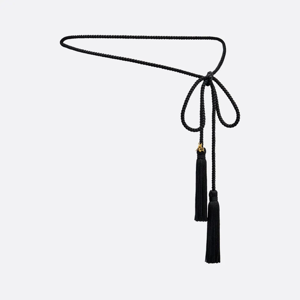 Alessandra Rich Torchon Belt ceinture noire à pompons