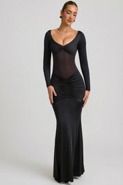 Oh Polly Dresses Alila 12424 robe longue noire dos ouvert