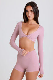 Oh Polly BT2489 crop top mauve manches longues