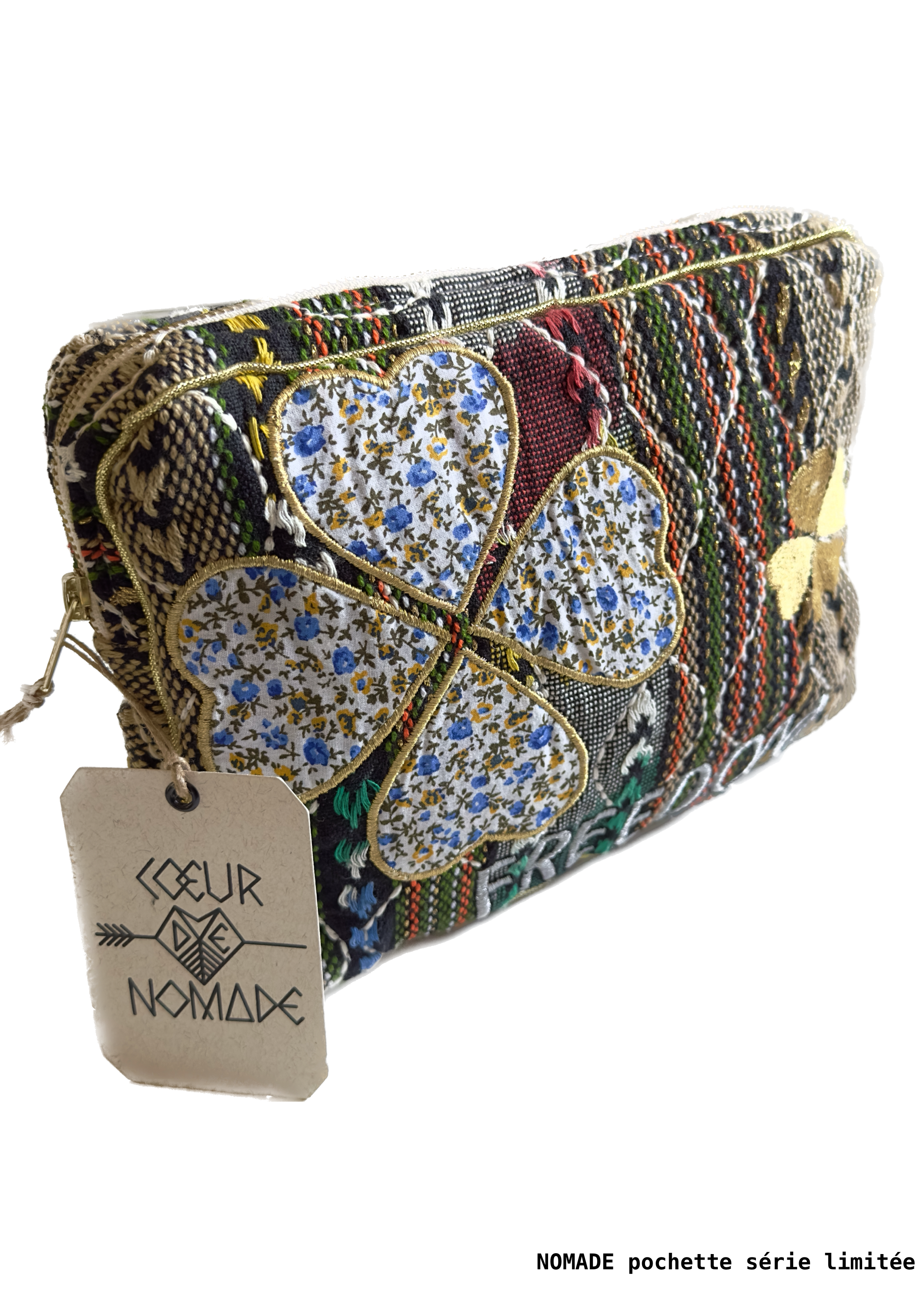 ChicoSoleil Nomade pochette coton brodée noir multicolore