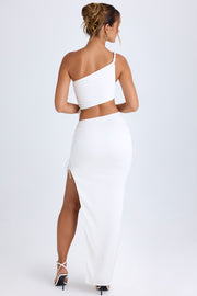 Oh Polly Ishaana Jupe Maxi Satin Blanc Taille Basse