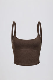 Oh Polly Tops Cropped Tank Top débardeur pecan marl col carré