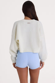 Oh Polly Knitwear Cardigan Court Ivoire Boutonné Col Rond