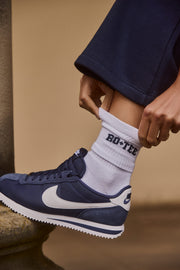 Bo+Tee Chaussettes Mi-Mollet Côtelées Blanc Coton