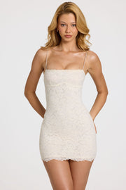 Oh Polly Vaeda 16409 mini robe blanche dentelle festonnée