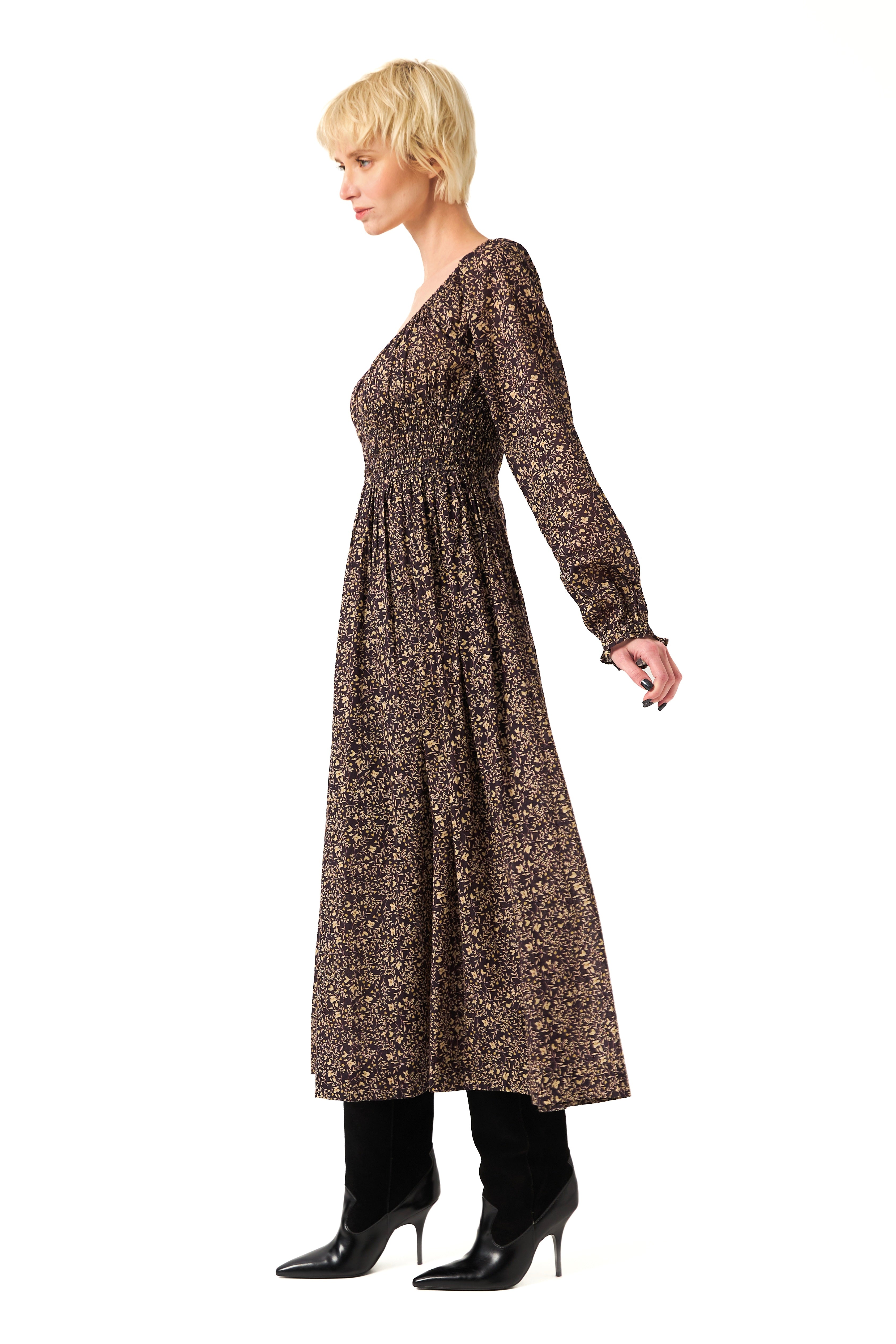 CHICOSOLEIL SUZUME robe midi coton black liberty XS-XL