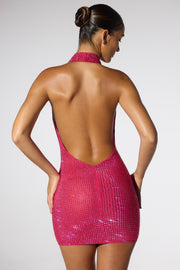 Oh Polly Embellished 7113 mini robe rose licou strass
