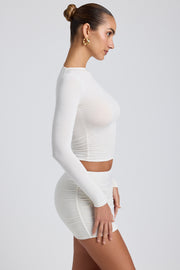 Oh Polly Alia 8641 top blanc froncé manches longues