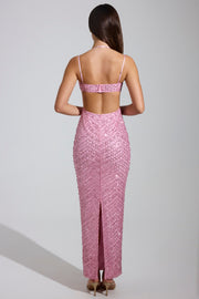 Oh Polly Embellished Constance 7589A maxi robe rose sequins