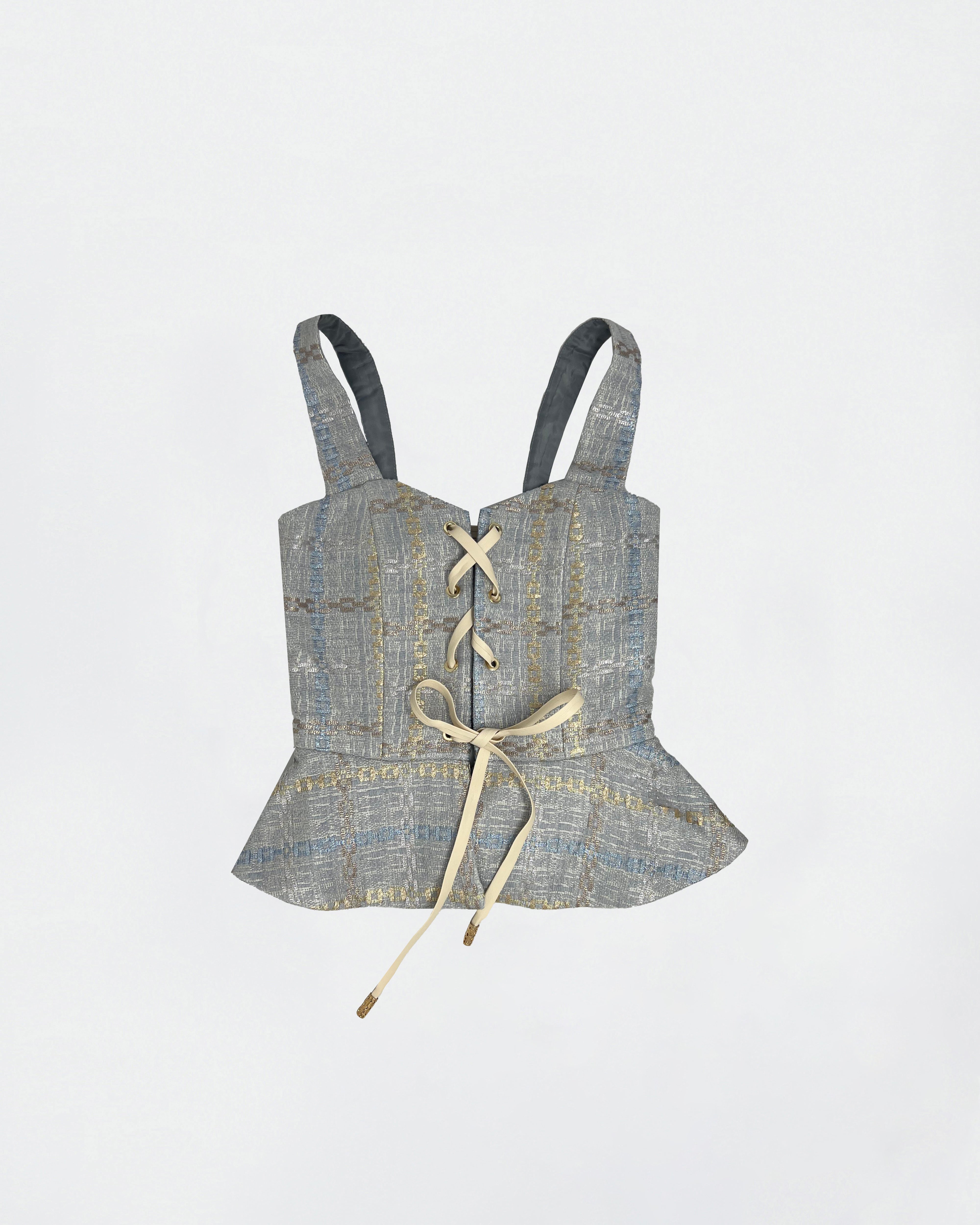 The Ethiquette Margaux corset tweed Atlantis XS