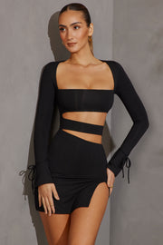 Oh Polly 5615 Enya mini robe noire découpes