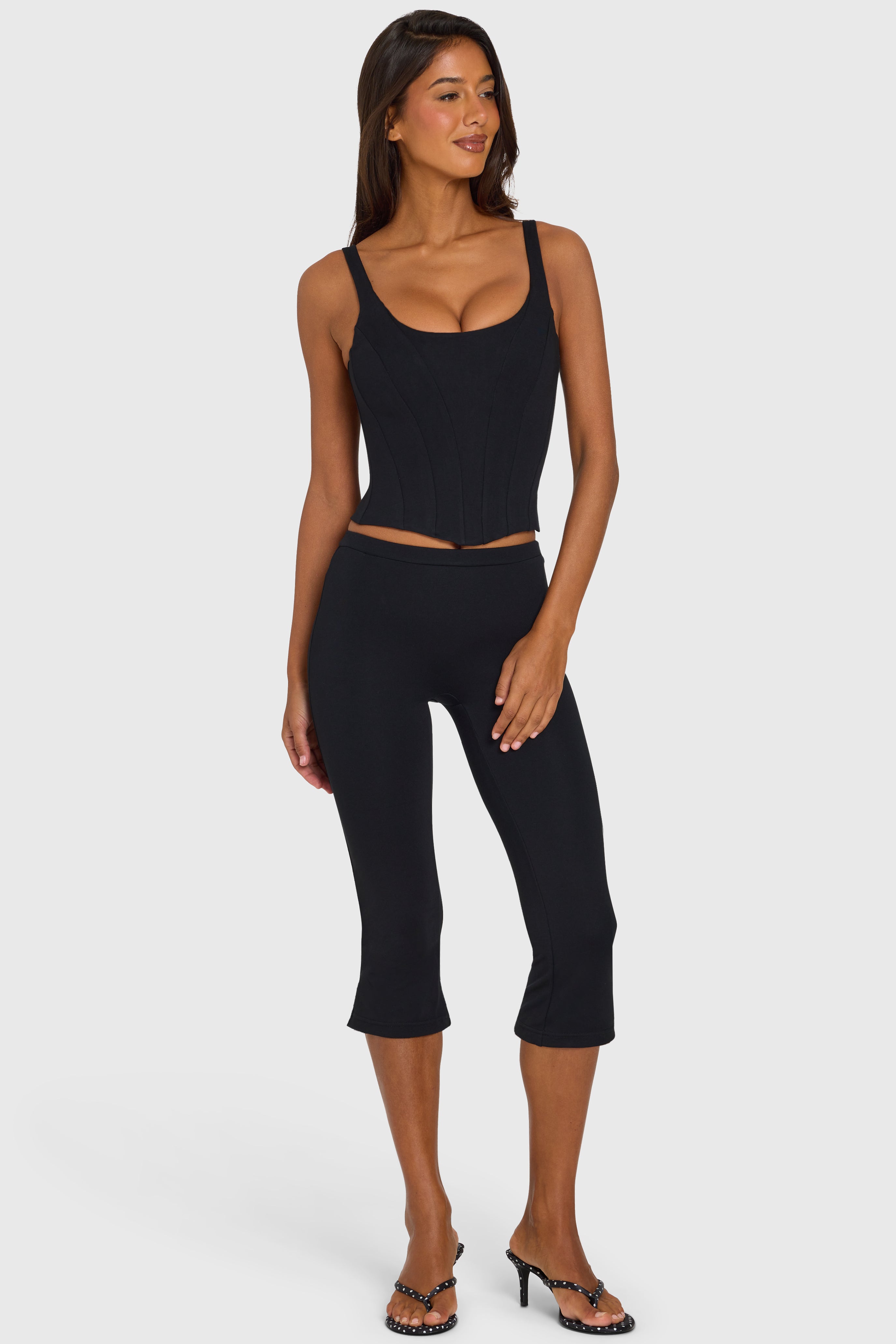 Oh Polly 16783 Legging Capri Noir Ponte Zip