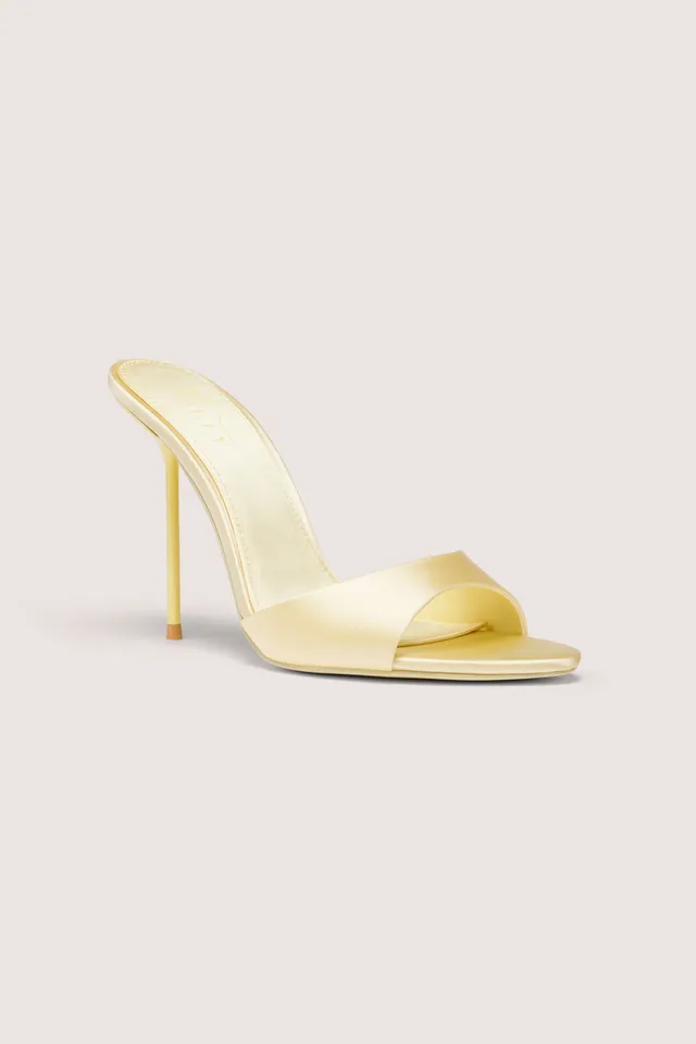 Oh Polly Nila mule satin jaune talon aiguille 11,5 cm
