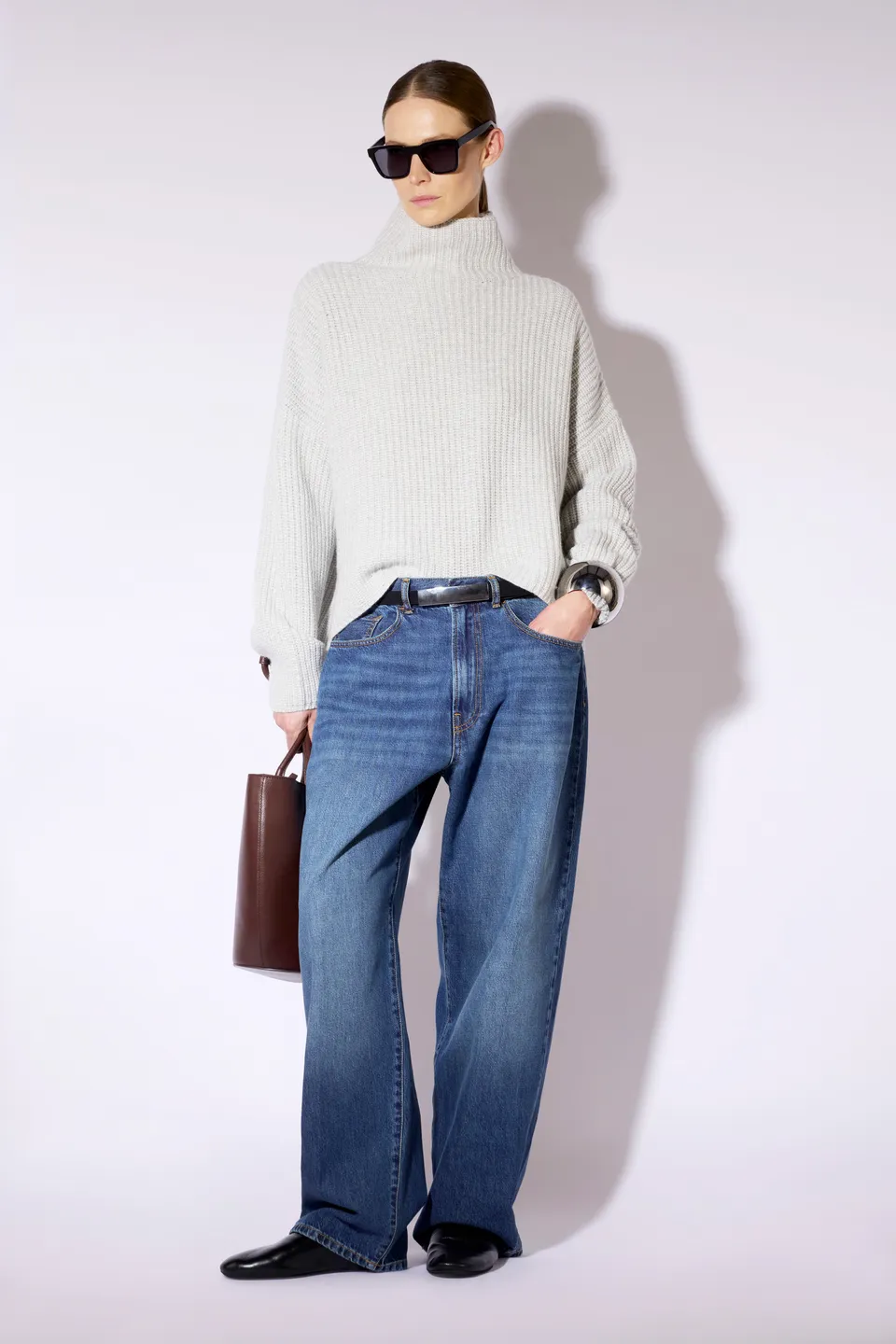 Liviana Conti Samira pull col haut gris cachemire